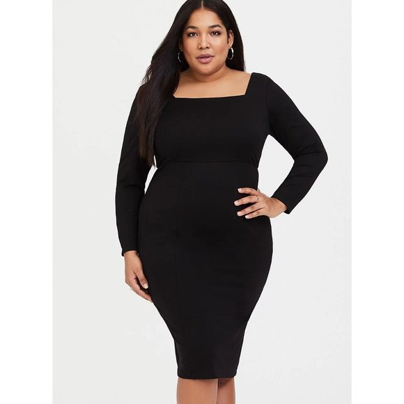 TORRID Black Premium Ponte Knit Bodycon Cocktail Dress sz 20 Women's Plus LBD - Picture 10 of 13